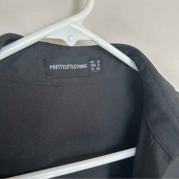 Women’s Black Pretty Little Thing Tie Front Shirt, Size 2 - Picture 3 of 7